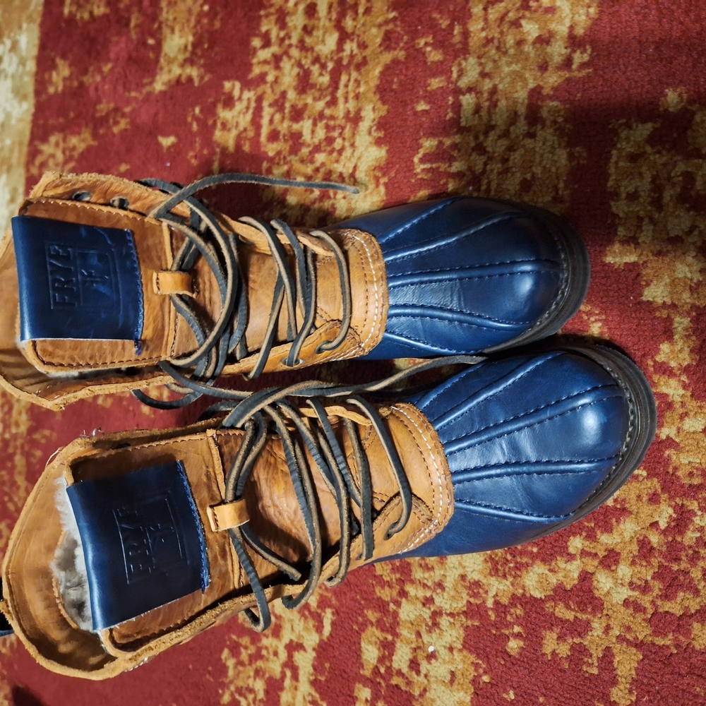 Frye Blue and Brown Ankle Boots with Waterproof Design